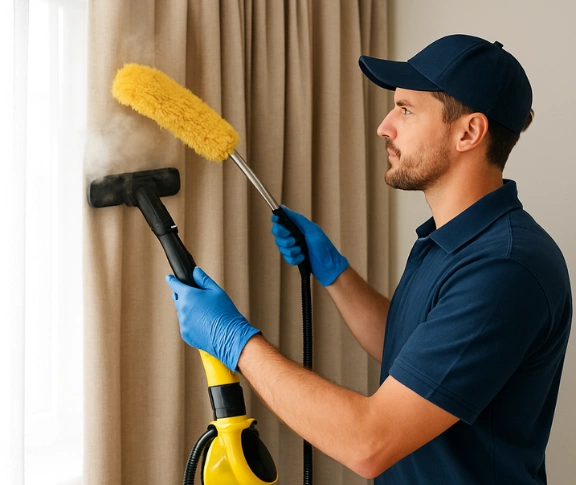 Trusted curtain steam cleaning technician Matty Curtain Cleaning stockleigh QLD