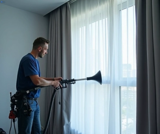 Professional curtain steam cleaning process equipment Matty Curtain Cleaning stockleigh